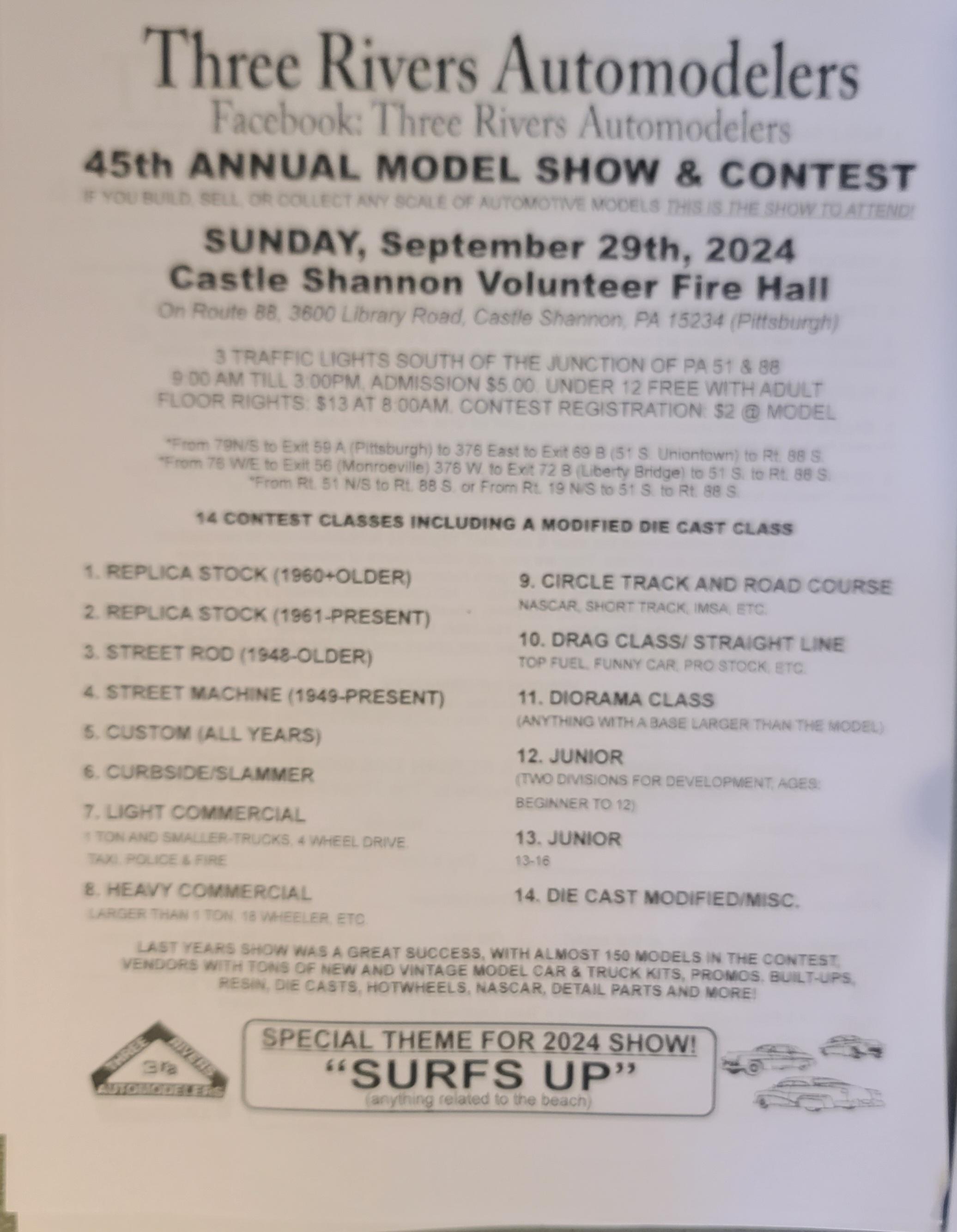 Three Rivers Auto Modelers 2025 show. Contests and Shows Model Cars