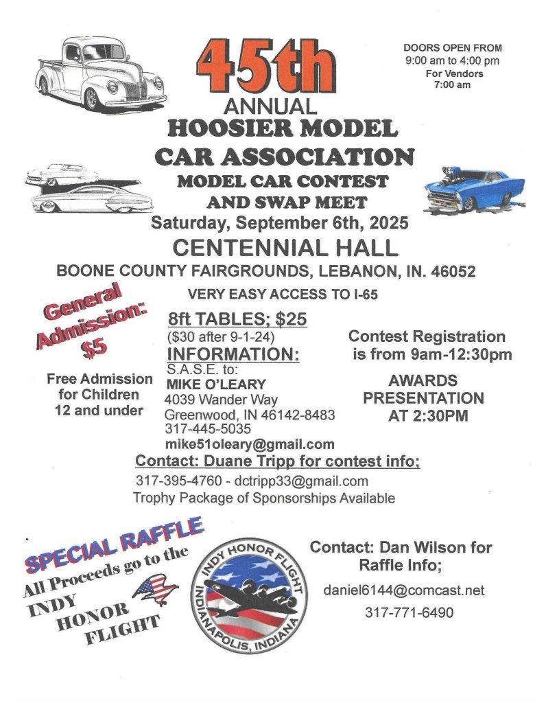 45th Annual Hoosier Model Car Association (HMCA) Model Car Contest and ...